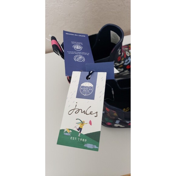Joules Ankle Rain Boots Wellibob Navy Bees & Leopard Outdoor US 6 EU 37 UK 4 NWT - Picture 6 of 7